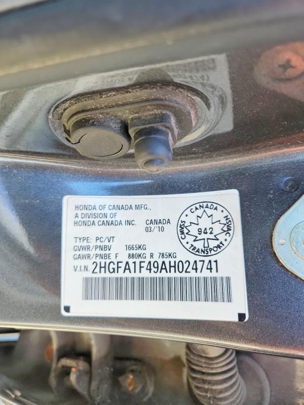 2010 Honda Civic მანქანა იყიდება აუქციონზე, vin: 2HGFA1F49AH024741, აუქციონის ნომერი: 55979776