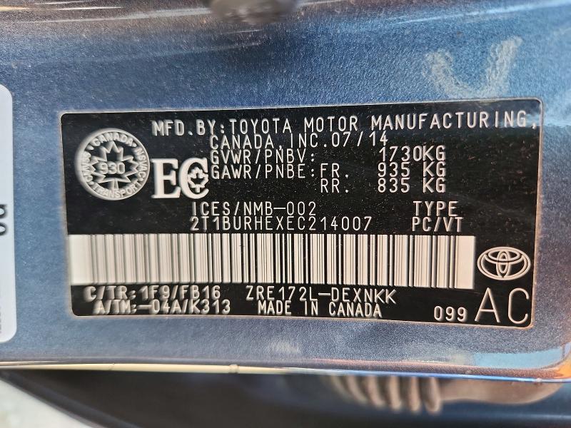 Продажа на аукционе авто 2014 Toyota Corolla, vin: 2T1BURHEXEC214007, номер лота: 59288966