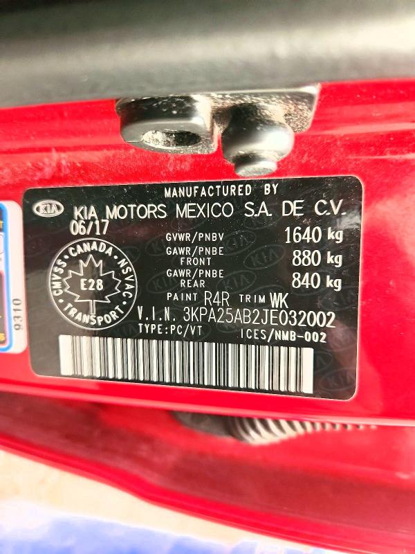 2018 Kia Rio 5-door მანქანა იყიდება აუქციონზე, vin: 3KPA25AB2JE032002, აუქციონის ნომერი: 60524226