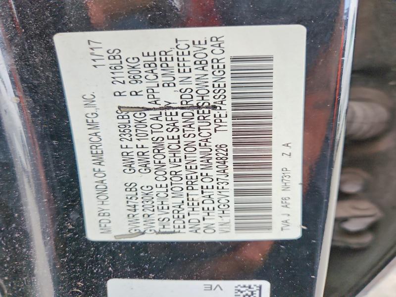 61605606 :رقم المزاد ، 1HGCV1F37JA048226 vin ، 2018 Honda Accord مزاد بيع