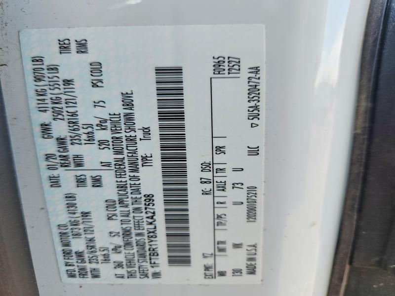 Продаж на аукціоні авто 2020 Ford Transit, vin: 1FTBR1Y8XLKA27598, номер лоту: 63121676