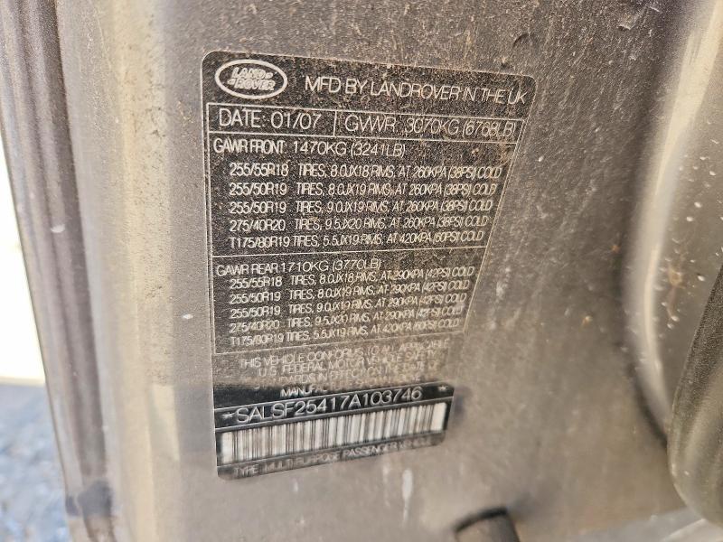 Продаж на аукціоні авто 2007 Land Rover Range Rover Sport, vin: SALSF25417A103746, номер лоту: 60153746