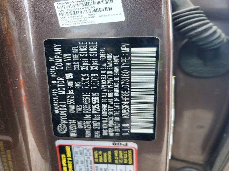 61915716 :رقم المزاد ، KM8SR4HF8EU073160 vin ، 2014 Hyundai Santa Fe مزاد بيع