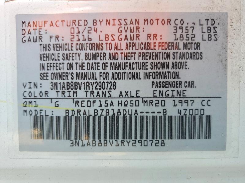 Aukcja sprzedaży 2024 Nissan Sentra, vin: 3N1AB8BV1RY290728, numer aukcji: 59784216