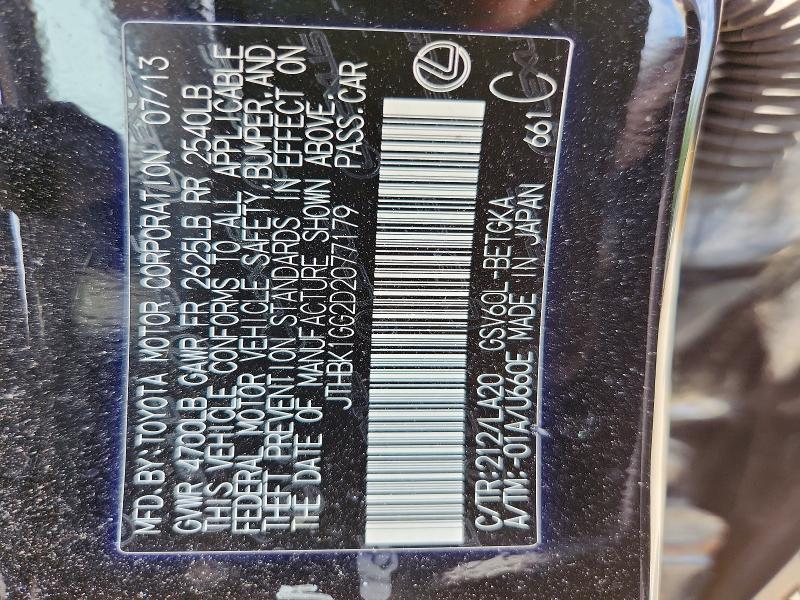 Aukcja sprzedaży 2013 Lexus Es, vin: JTHBK1GG2D2077179, numer aukcji: 61355396