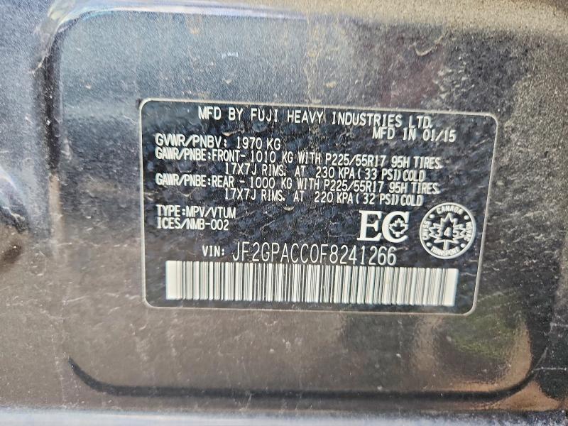 61917936 :رقم المزاد ، JF2GPACC0F8241266 vin ، 2015 Subaru Xv Crosstrek مزاد بيع