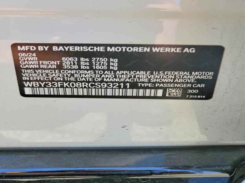 Aukcja sprzedaży 2024 Bmw I5, vin: WBY33FK08RCS93211, numer aukcji: 60042966