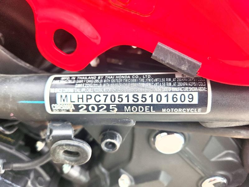 Продаж на аукціоні авто 2025 Honda Cbr500, vin: MLHPC7051S5101609, номер лоту: 61942846