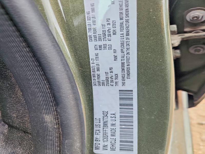 Продаж на аукціоні авто 2021 Ram 1500, vin: 1C6SRFFT8MN773432, номер лоту: 60248486
