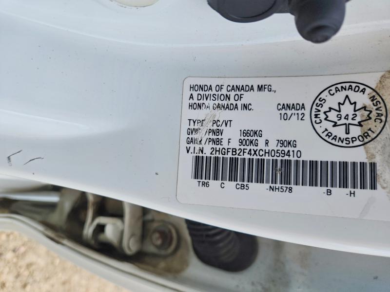 Продажа на аукционе авто 2012 Honda Civic, vin: 2HGFB2F4XCH059410, номер лота: 60478886