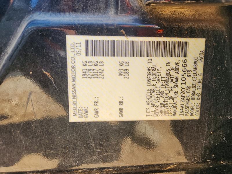 2012 Nissan Altima მანქანა იყიდება აუქციონზე, vin: 1N4AL2AP2CC105666, აუქციონის ნომერი: 62059896
