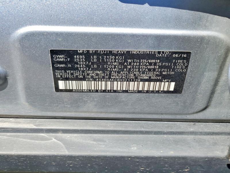 2017 Subaru Outback მანქანა იყიდება აუქციონზე, vin: 4S4BSAKC8H3211128, აუქციონის ნომერი: 58941646