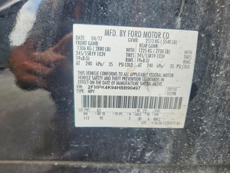 2017 Ford Edge მანქანა იყიდება აუქციონზე, vin: 2FMPK4K94HBB90497, აუქციონის ნომერი: 61793026