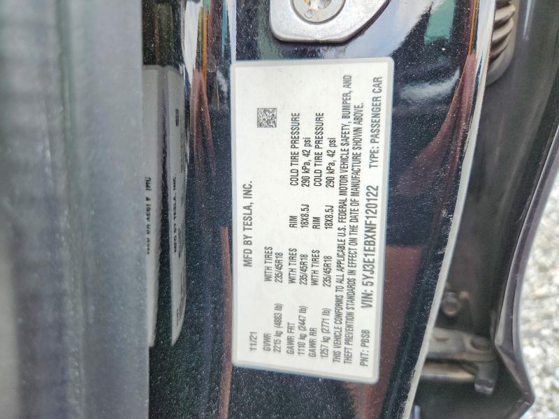 Aukcja sprzedaży 2022 Tesla Model 3, vin: 5YJ3E1EBXNF120122, numer aukcji: 61936486