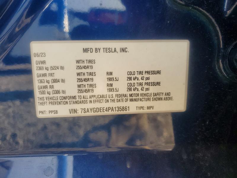 Продажа на аукционе авто 2023 Tesla Model  Y, vin: 7SAYGDEE4PA135861, номер лота: 62105856