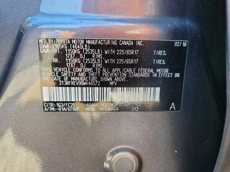 Aukcja sprzedaży 2016 Toyota Rav4, vin: 2T3RFREV9GW446572, numer aukcji: 60972326