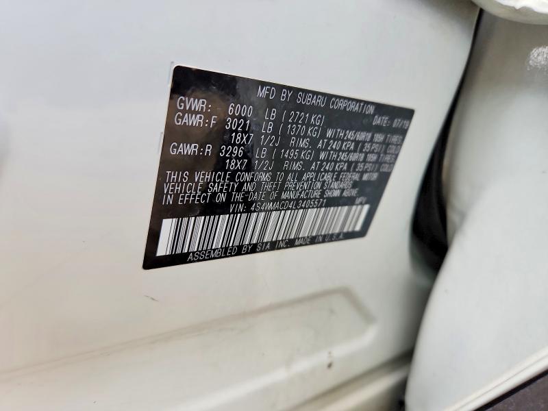 Aukcja sprzedaży 2020 Subaru Ascent, vin: 4S4WMACD4L3405571, numer aukcji: 58936366