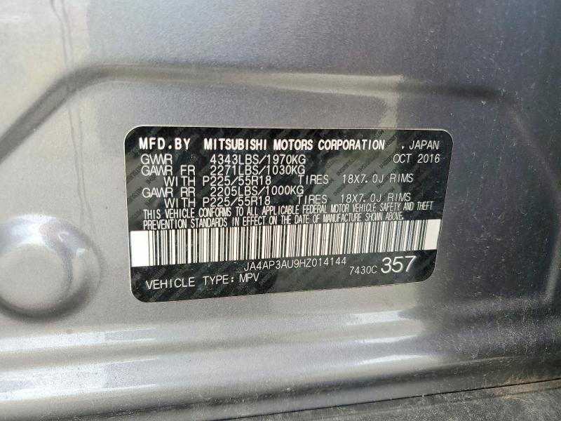 59988076 :رقم المزاد ، JA4AP3AU9HZ014144 vin ، 2017 Mitsubishi Outlander Sport مزاد بيع