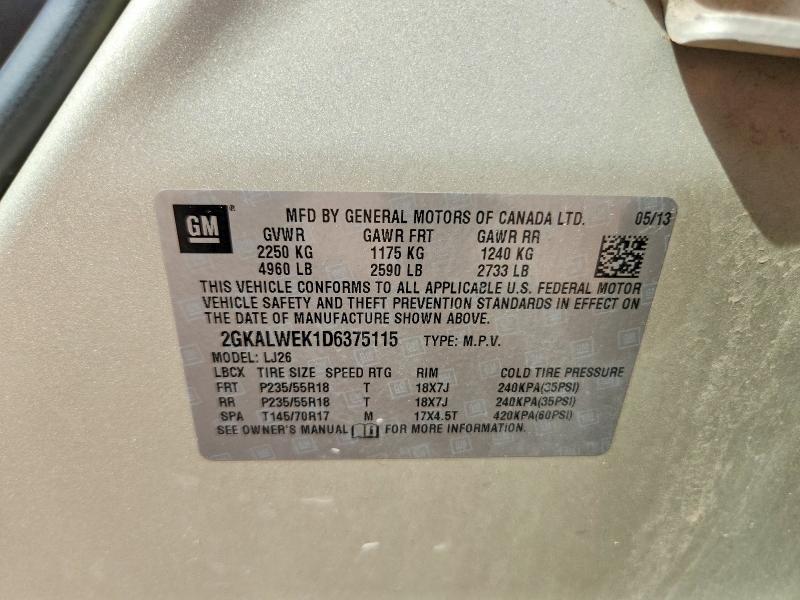 2013 Gmc Terrain მანქანა იყიდება აუქციონზე, vin: 2GKALWEK1D6375115, აუქციონის ნომერი: 59767906