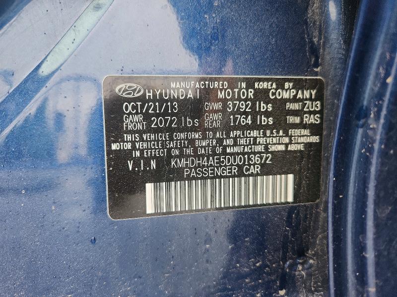 Продажа на аукционе авто 2013 Hyundai Elantra, vin: KMHDH4AE5DU013672, номер лота: 63020876