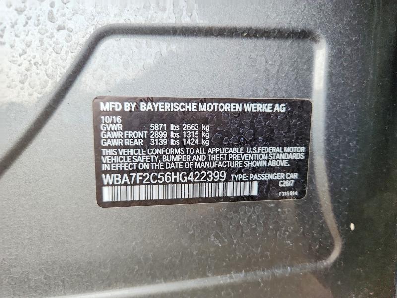 Продаж на аукціоні авто 2017 Bmw 750, vin: WBA7F2C56HG422399, номер лоту: 60820796