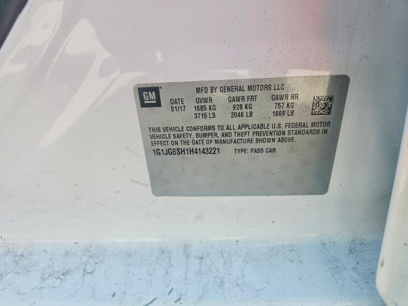 59137136 :رقم المزاد ، 1G1JG6SH1H4143221 vin ، 2017 Chevrolet Sonic مزاد بيع