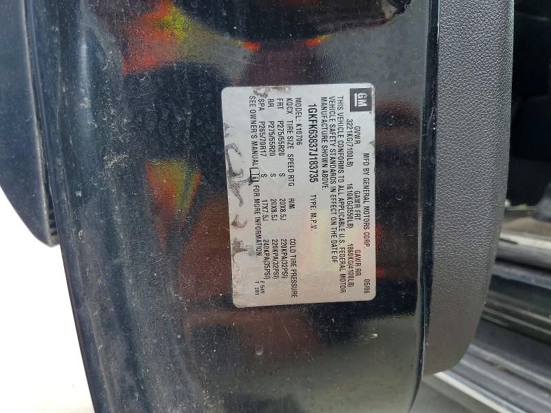60946086 :رقم المزاد ، 1GKFK63837J183735 vin ، 2007 Gmc Yukon مزاد بيع