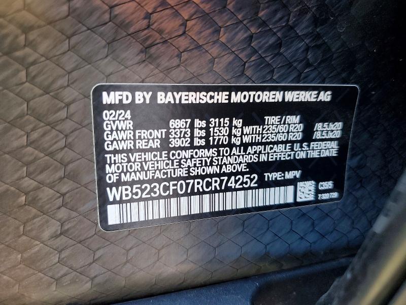 Продаж на аукціоні авто 2024 Bmw Ix, vin: WB523CF07RCR74252, номер лоту: 62262576