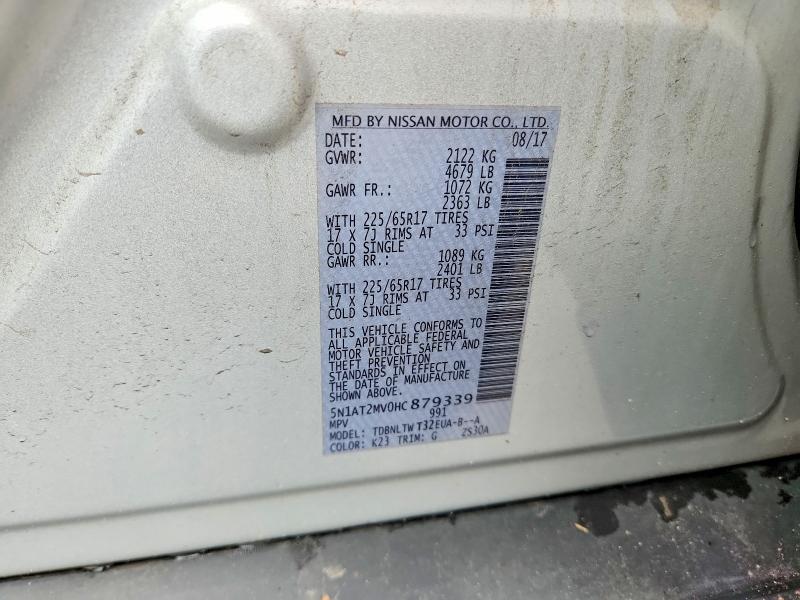 62165656 :رقم المزاد ، 5N1AT2MV0HC879339 vin ، 2017 Nissan Rogue مزاد بيع