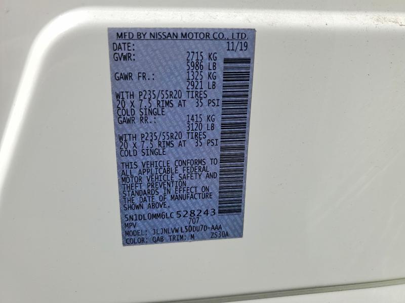 59625446 :رقم المزاد ، 5N1DL0MM6LC528243 vin ، 2020 Infiniti Qx60 مزاد بيع