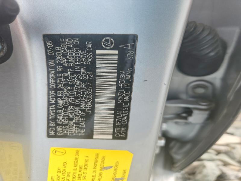 61873066 :رقم المزاد ، JTHBA30G355141724 vin ، 2005 Lexus Es مزاد بيع