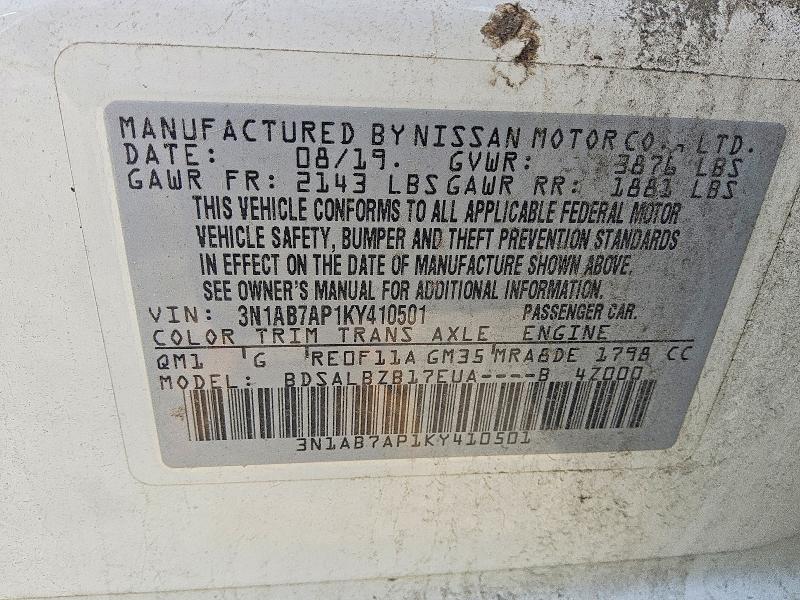67719906 :رقم المزاد ، 3N1AB7AP1KY410501 vin ، 2019 Nissan Sentra مزاد بيع