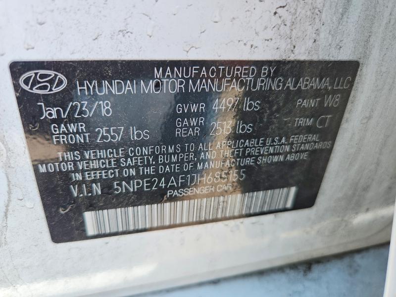 Продаж на аукціоні авто 2018 Hyundai Sonata, vin: 5NPE24AF1JH685155, номер лоту: 62143316