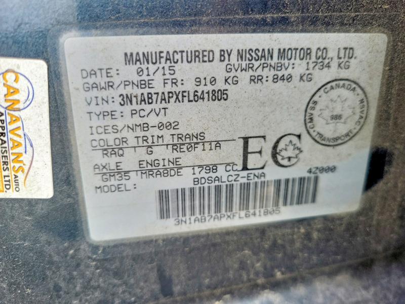 Aukcja sprzedaży 2015 Nissan Sentra, vin: 3N1AB7APXFL641805, numer aukcji: 60360706