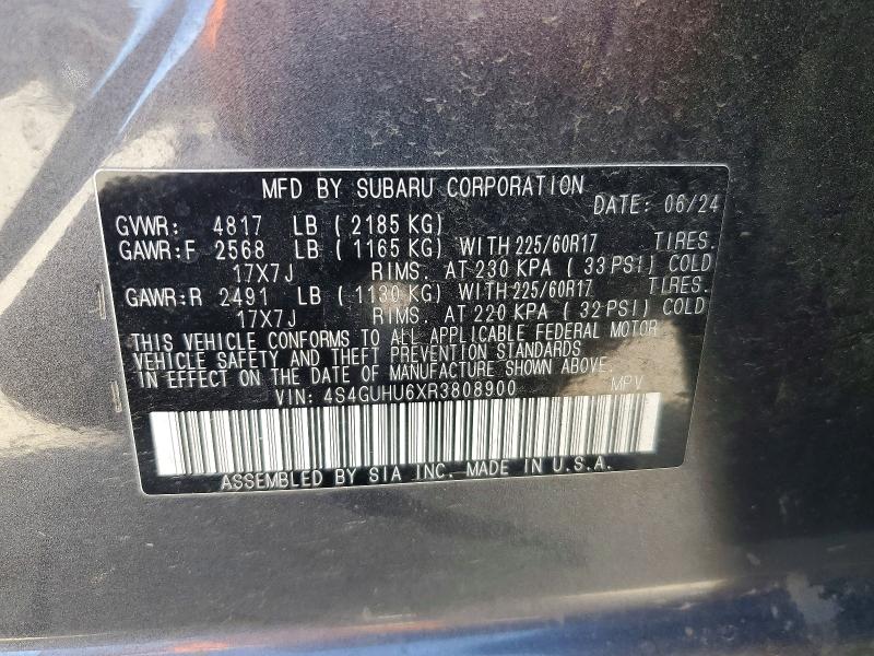 Aukcja sprzedaży 2024 Subaru Crosstrek, vin: 4S4GUHU6XR3808900, numer aukcji: 59648866