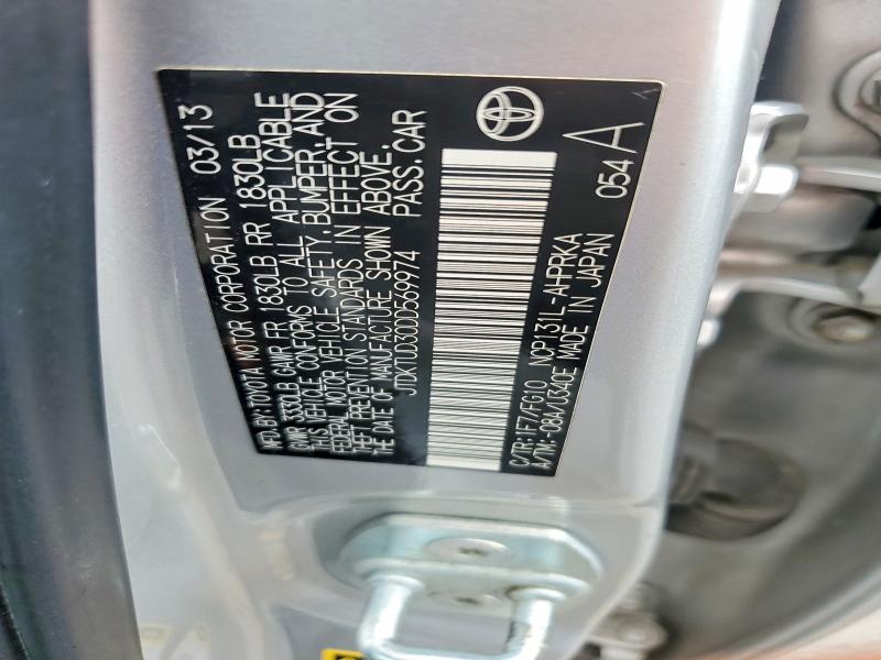 Aukcja sprzedaży 2013 Toyota Yaris, vin: JTDKTUD30DD569974, numer aukcji: 60596576