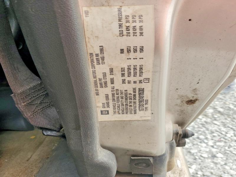 62466696 :رقم المزاد ، 1GTDS196248105302 vin ، 2004 Gmc Canyon مزاد بيع