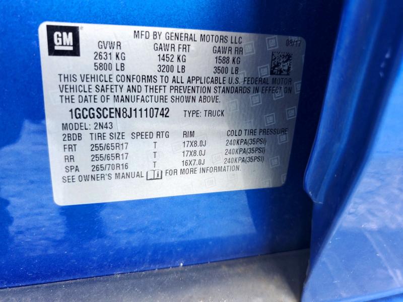 2018 Chevrolet Colorado მანქანა იყიდება აუქციონზე, vin: 1GCGSCEN8J1110742, აუქციონის ნომერი: 61841266