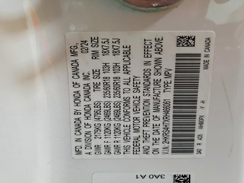 63023196 :رقم المزاد ، 2HKRS4H7XRH466061 vin ، 2024 Honda Cr-v مزاد بيع