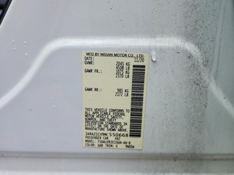 Aukcja sprzedaży 2021 Nissan Leaf, vin: 1N4AZ1CV9MC550668, numer aukcji: 61218296