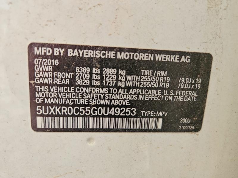 60954266 :رقم المزاد ، 5UXKR0C55G0U49253 vin ، 2016 Bmw X5 مزاد بيع