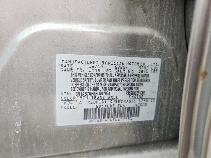 Продаж на аукціоні авто 2014 Nissan Sentra, vin: 3N1AB7AP6EL697951, номер лоту: 59841066