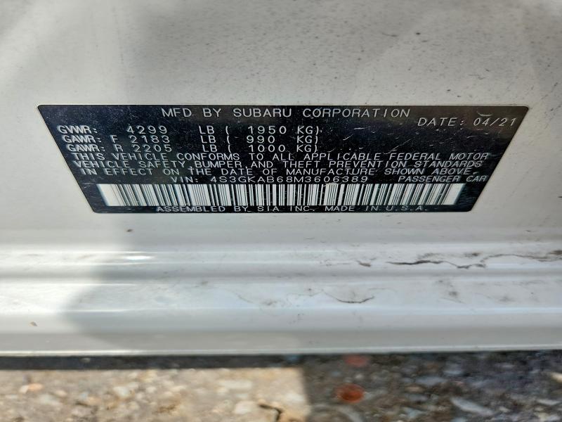 60806836 :رقم المزاد ، 4S3GKAB68M3606389 vin ، 2021 Subaru Impreza مزاد بيع
