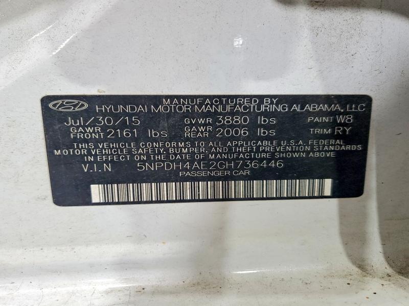 61615766 :رقم المزاد ، 5NPDH4AE2GH736446 vin ، 2016 Hyundai Elantra مزاد بيع
