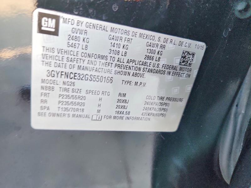 61805246 :رقم المزاد ، 3GYFNCE32GS550166 vin ، 2016 Cadillac Srx مزاد بيع
