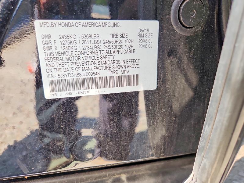 59669456 :رقم المزاد ، 5J8YD3H88JL009548 vin ، 2018 Acura Mdx مزاد بيع