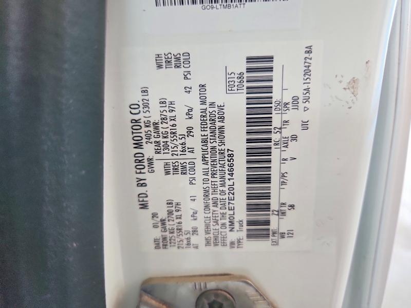 62791576 :رقم المزاد ، NM0LE7E20L1466587 vin ، 2020 Ford Transit Connect مزاد بيع