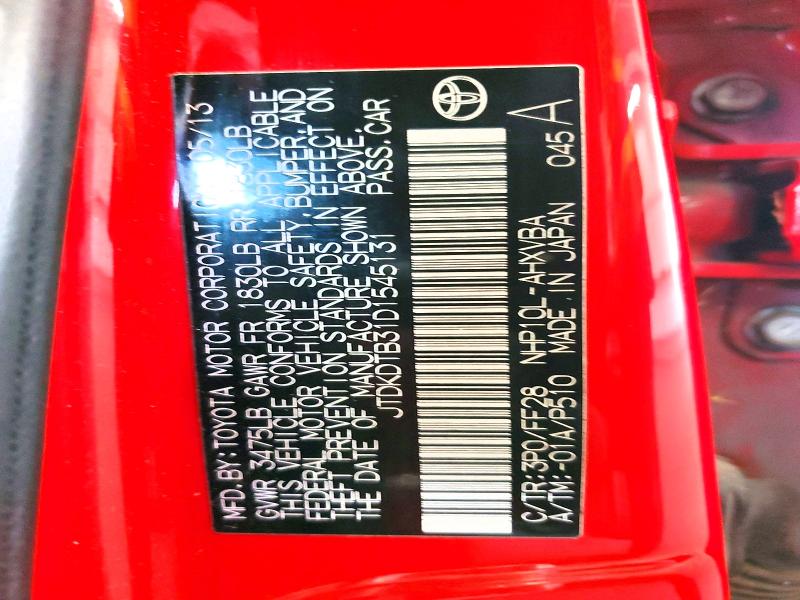 2013 Toyota Prius C მანქანა იყიდება აუქციონზე, vin: JTDKDTB31D1545131, აუქციონის ნომერი: 61555416