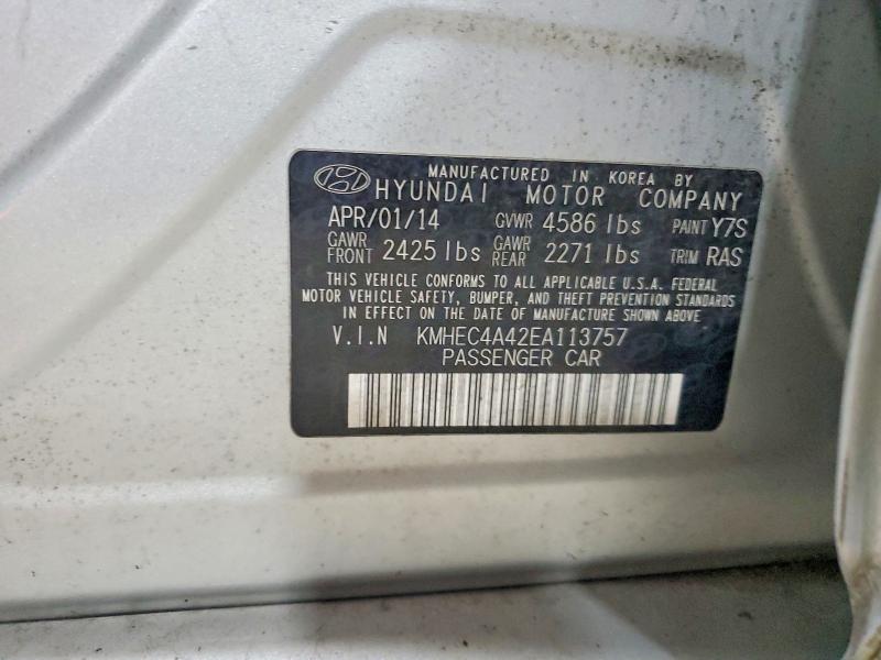 62512256 :رقم المزاد ، KMHEC4A42EA113757 vin ، 2014 Hyundai Sonata مزاد بيع