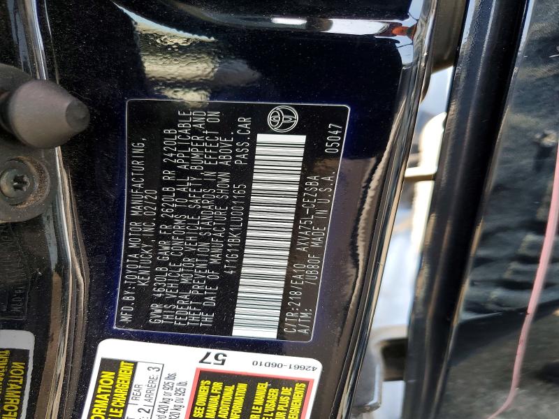 Aukcja sprzedaży 2020 Toyota Camry, vin: 4T1G11BK1LU001165, numer aukcji: 59720016